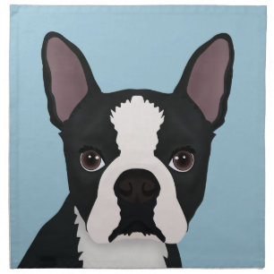 boston terrier cartoon cloth napkin