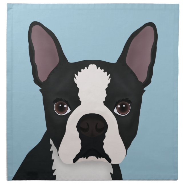 boston terrier cartoon cloth napkin (Front)