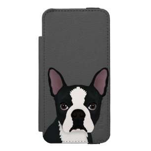 boston terrier cartoon iPhone SE/5/5s wallet case