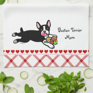 Boston Terrier Cartoon Kitchen Towel