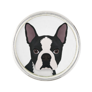 boston terrier cartoon lapel pin