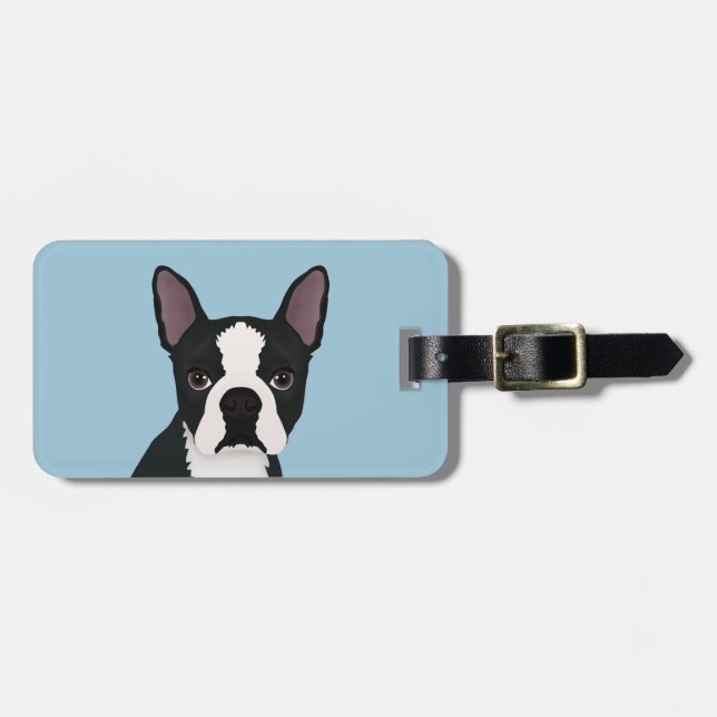 boston terrier cartoon luggage tag (Front Horizontal)