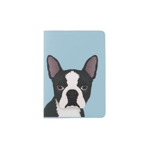 boston terrier cartoon passport holder