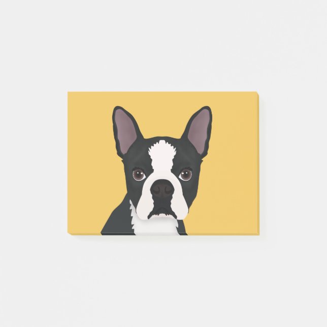 boston terrier cartoon post-it notes (Front)