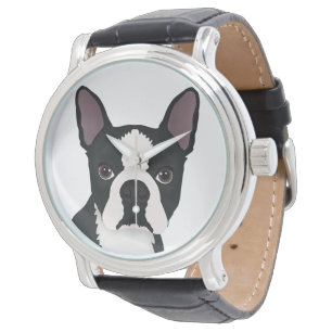 boston terrier cartoon watch