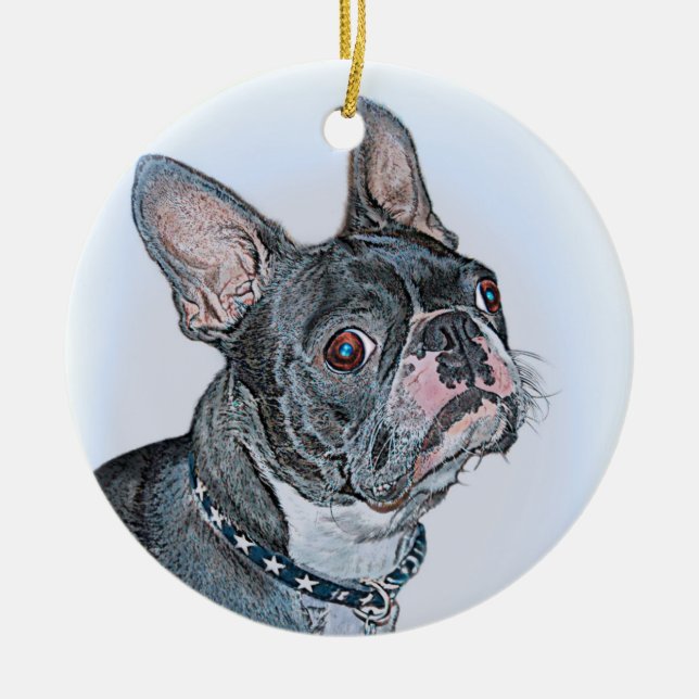 Boston Terrier Ceramic Ornament (Front)
