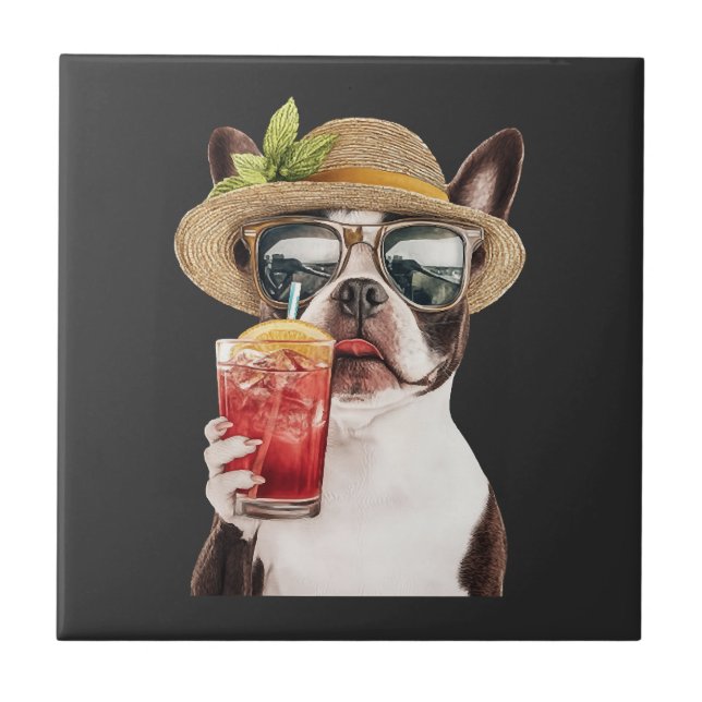 Boston Terrier Ceramic Tile (Front)