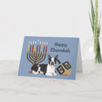 Boston Terrier Chanukah Card Menorah Dreidel1