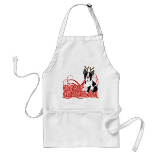 Boston Terrier Christmas Adult Apron