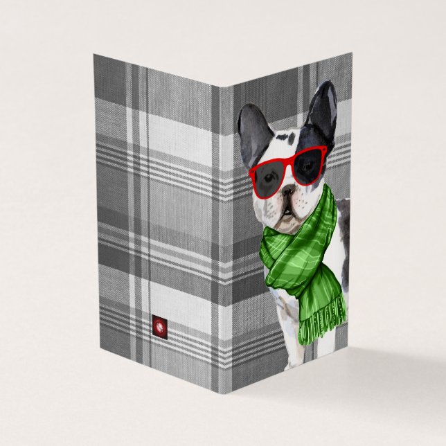 Boston Terrier Christmas Dog Plaid Holiday (Outside)