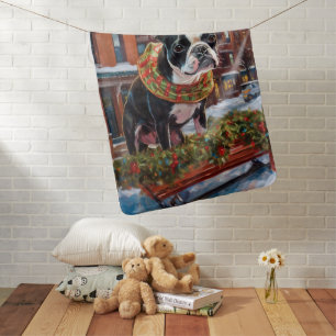 Boston Terrier Christmas Festive Season Baby Blanket
