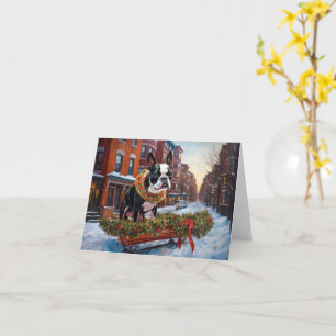 Boston Terrier Christmas Festive Season Card