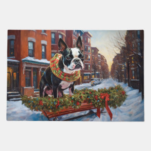 Boston Terrier Christmas Festive Season Doormat