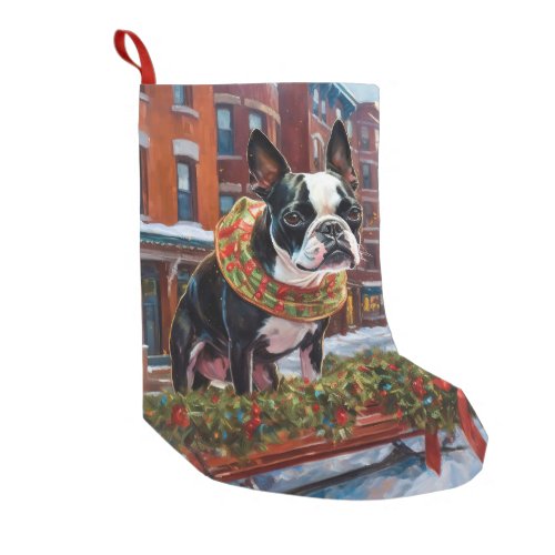 Boston Terrier Christmas Festive Season Small Christmas Stocking