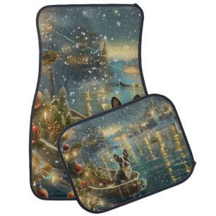 Boston Terrier Christmas Festive Voyage Car Floor Mat