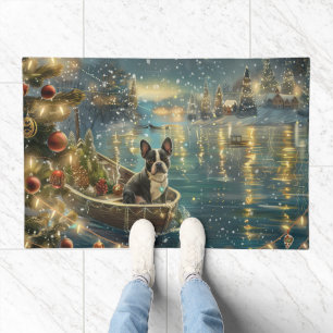 Boston Terrier Christmas Festive Voyage Doormat