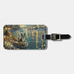 Boston Terrier Christmas Festive Voyage Luggage Tag