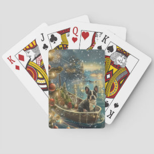 Boston Terrier Christmas Festive Voyage Poker Cards