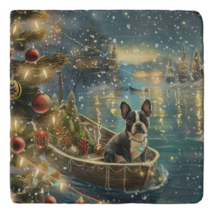 Boston Terrier Christmas Festive Voyage Trivet