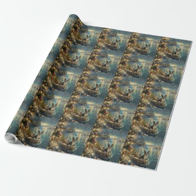 Boston Terrier Christmas Festive Voyage Wrapping Paper
