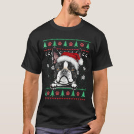 Boston Terrier Christmas Funny Dog Xmas T-Shirt