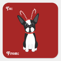 Boston Terrier Christmas Gift Stickers