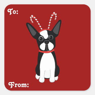 Boston Terrier Christmas Gift Stickers