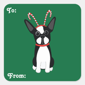 Boston Terrier Christmas Gift Stickers