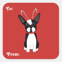 Boston Terrier Christmas Gift Tag Stickers