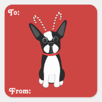 Boston Terrier Christmas Gift Tag Stickers