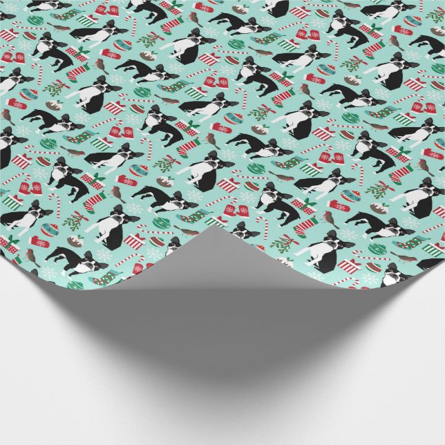 Boston Terrier Christmas Gift Wrap (Corner)