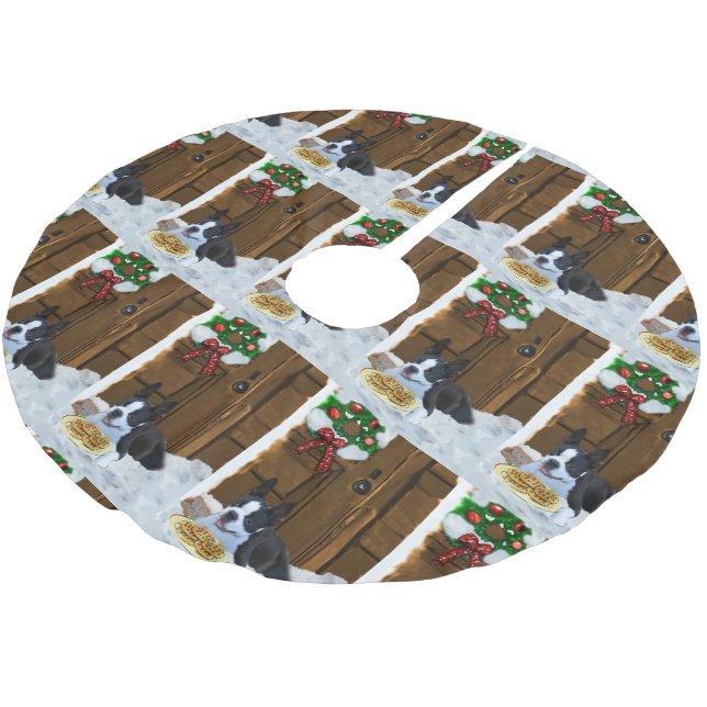 Boston Terrier Christmas Gifts Brushed Polyester Tree Skirt (Angled)