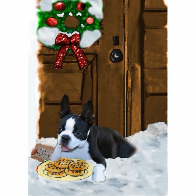 Boston Terrier Christmas Gifts Statuette (Front)
