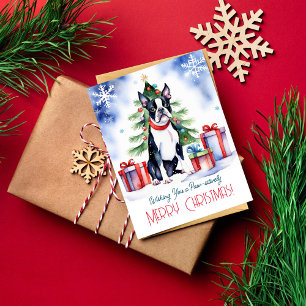 Boston Terrier Christmas greetings for dog people Postcard