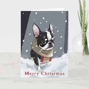 Boston Terrier Christmas Holiday Card