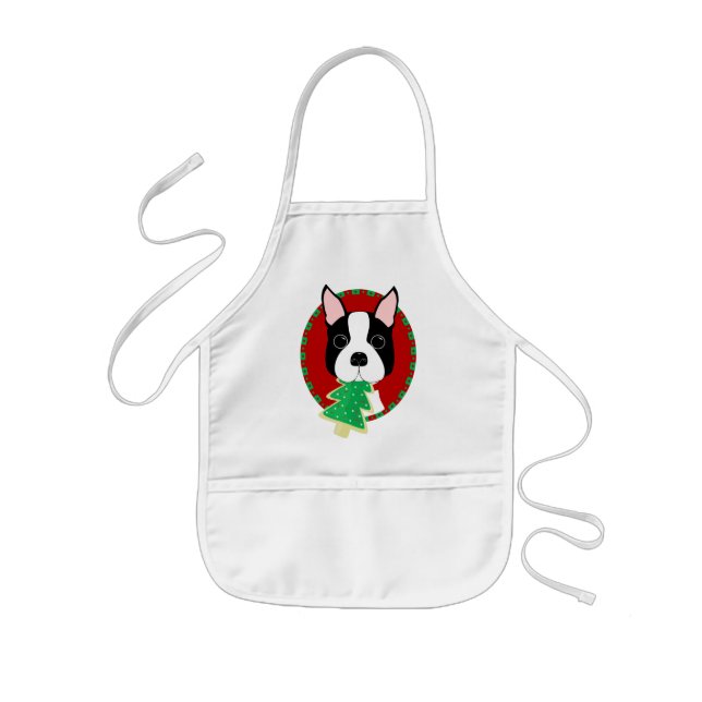Boston Terrier Christmas Kids' Apron (Front)