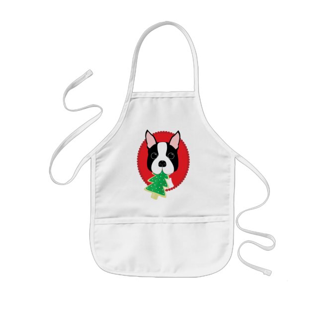 Boston Terrier Christmas Kids' Apron (Front)