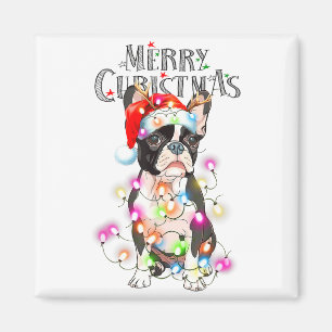Boston Terrier Christmas Lights Xmas Dog Magnet