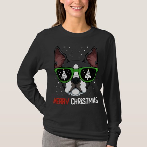 Boston Terrier Christmas Pajama Dog Sunglasses X_M T_Shirt