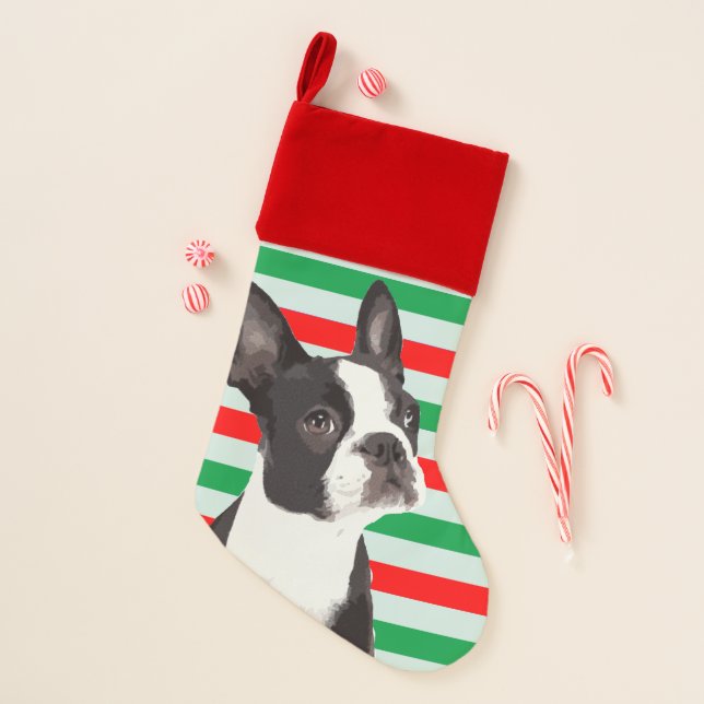 Boston Terrier Christmas Pet Stocking (Front)