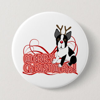 Boston Terrier Christmas Pinback Button