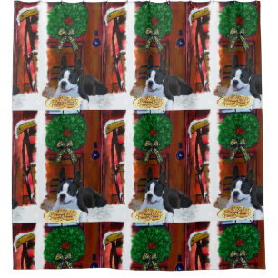 Boston Terrier Christmas Shower Curtain