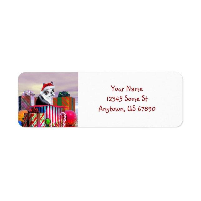Boston Terrier Christmas Surprise Labels (Front)