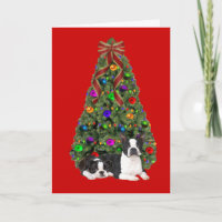 Boston Terrier Christmas Tree Card