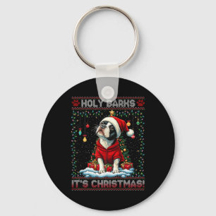 Boston Terrier Christmas Tree Decorations Dog Love Keychain