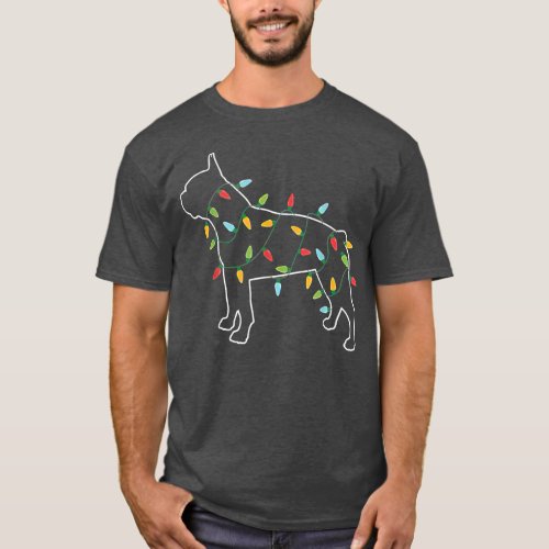 Boston Terrier Christmas Tree Light Pajama Xmas Do T_Shirt