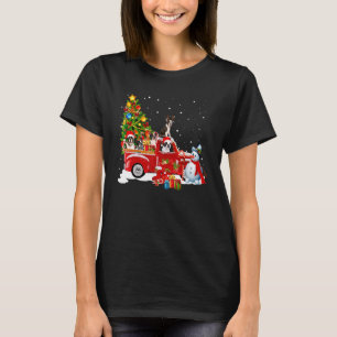 Boston Terrier Christmas Tree Red Truck T-Shirt
