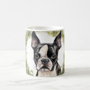 Boston Terrier Christmas Wreath Festive Pup Coffee Mug