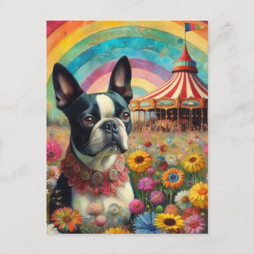 Boston Terrier Circus Postcard