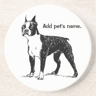 Boston Terrier Coaster with Pet's Name